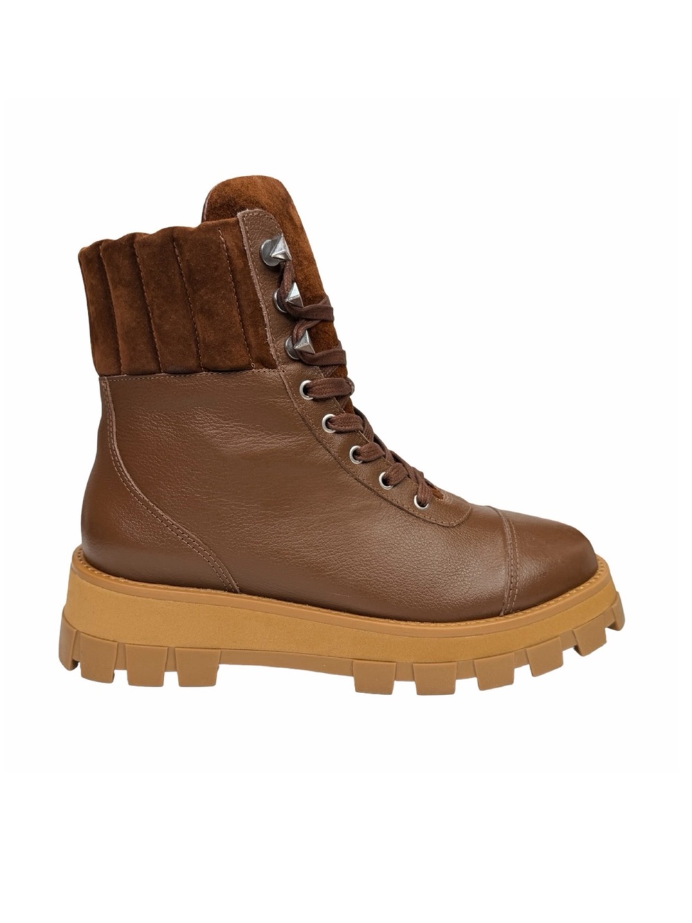 Schutz Leather Lace-Up Hiker Boots - Sutton Style - Size 8.5B - Walnut